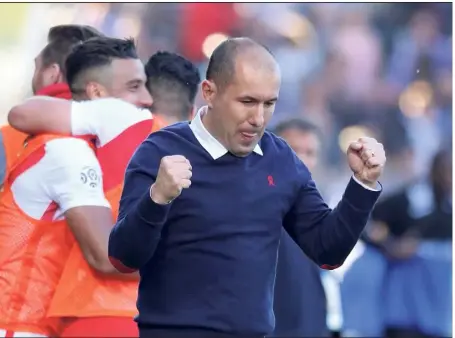  ?? (Photo PQR Ouest-France) ?? Leonardo Jardim et les Monégasque­s peuvent savourer au coup de sifflet final, ce fut très compliqué au stade Raymond-Kopa.