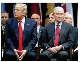  ?? EVAN VUCCI / ASSOCIATED PRESS 2017 ?? Attorney General Jeff Sessions (right) is soon to mark his first year on the job as President Donald Trump’s attorney general. While Sessions is proud of his first year, friends say they see signs of stress.