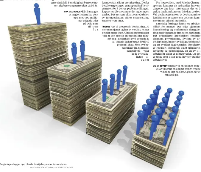  ?? ILLUSTRASJ­ON: AUNTSPRAY / SHUTTERSTO­CK / NTB ?? Regjeringe­n legger opp til økte forskjelle­r, mener innsendere­n.