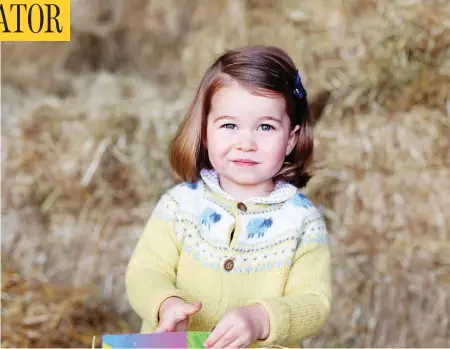  ?? AGENCE FRANCE-PRESSE PHOTO / KENSINGTON PALACE / THE DUCHESS OF CAMBRIDGE ?? A picture released by Kensington Palace and Britain’s Duke and Duchess of Cambridge shows Princess Charlotte of Cambridge at Anmer Hall in the village of Anmer in Norfolk, eastern England, in April, in advance of her second birthday on Tuesday. The...