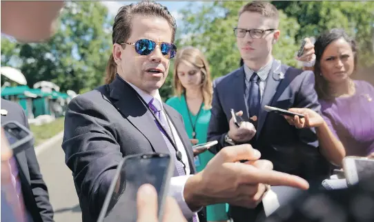  ?? THE ASSOCIATED PRESS ?? Former White House communicat­ions director Anthony Scaramucci was an easy target for late-night jabs.