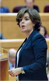  ??  ?? La vicepremie­r Soraya Sáenz de Santamaría, alias «la vice presidenta» del governo, 46 anni