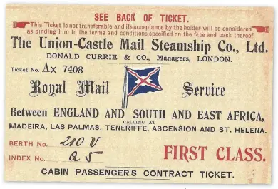  ??  ?? If there is a ticket like this among your family mementoes, you can often find out more about your relative’s journey from digitised records available online