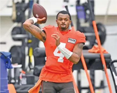  ?? AP ?? Deshaun Watson will make his Browns debut Sunday against his former team, the Texans, who traded him to Cleveland.