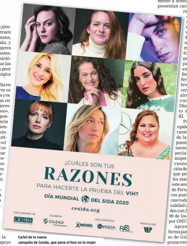  ??  ?? Cartel de la nueva campaña de Cesida, que pone el foco en la mujer