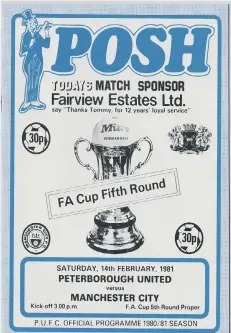  ?? ?? The matchday programme from the 1981 fifth round FA Cup tie.
