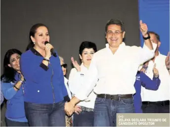  ?? EFE ?? Pareja. La primera dama de Honduras, Ana García (izquierda), cuando declaraba ganador al presidente Juan Orlando Hernández (derecha).