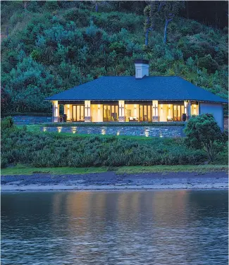  ??  ?? The new hideaway lodge on a Northland waterfront boasts luxurious interiors and will cater for just 10 people at a time when the first guests arrive on November 1. Russell Blackstock