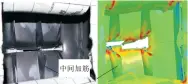  ??  ?? 图9 加强筋的变形Fig.9 Deformatio­n of the stiffeners （b）内壳板上加筋