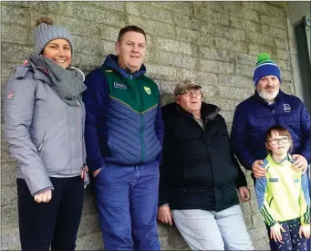  ??  ?? Ballyduff folk enjoying the hurling game at Austin Stack Park on last Sunday between Kerry v Offaly were Karina O Connor,John O Carroll,Stevie Hayes and Paudie Stack with his daughter Paula. Photo Moss Joe Browne