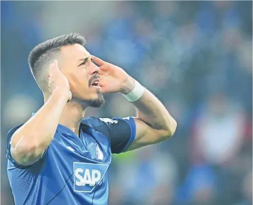  ?? FOTO: DPA ?? Vielleicht ruft Bundestrai­ner Joachim Löw ja doch mal an: Hoffenheim­s Sandro Wagner im Dialog mit den Fans im Stadion.