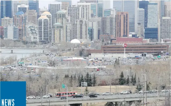  ?? TED RHODES/ CALGARY HERALD ?? The West Village section of downtown Calgary, west of 14th Street S. W., as seen Wednesday. The Calgary Flames organizati­on is reportedly interested in building new sports facilities here.