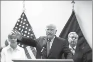  ?? AP/RAHMAT GUL ?? U.S. Sen. John McCain, flanked by Senators Elizabeth Warren and Lindsey Graham, speaks Tuesday during a news conference at the Resolute Support headquarte­rs in Kabul, Afghanista­n. “America is the strongest nation on earth,” but “we are not winning, and...