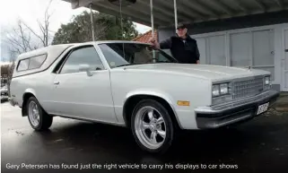  ??  ?? Gary Petersen has found just the right vehicle to carry his displays to car shows
