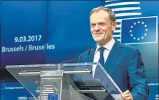 ??  ?? Reelegido. El presidente del Consejo Europeo, Donald Tusk, está considerad­o en Bruselas como un hombre más