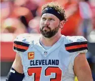  ?? David Richard/Associated Press ?? Cleveland Browns tackle Joe Thomas walks on the field during a game against the Pittsburgh Steelers on Sept. 10, 2017, in Cleveland.