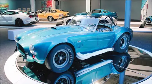  ?? | MICHELLE R. SMITH/ AP ?? In this June 13, 2017 photo, a 1965 Ford Shelby 427 SC Cobra is displayed in the Newport Car Museum in Portsmouth, R. I. It ’s one of just 31 made, and the museum pegs its value at around $ 3 million.