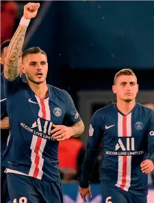  ?? AFP ?? La coppia Mauro Icardi, 26 anni, con Marco Verratti, 26 anni