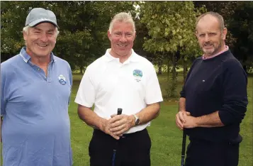  ??  ?? Ron Breen (President) with Marty Lawlor (Captain) and Liam Morris (Vice-Captain) at the Ballymoney Captain’s prize.