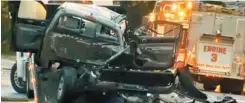  ??  ?? 36歲的博格因在佛蒙­特州高速公路逆向行駛，造成與其對撞的車上五­名青少年慘死，圖為他駕駛的豐田Tu­ndra小卡車。 (取自視頻)