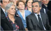  ??  ?? Side by side: French presidenti­al candidate Francois Fillon, right, and his wife Penelope during a campaign rally in Paris in January. /