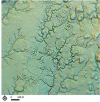  ?? ANTOINE DORISON, STÉPHEN ROSTAIN VIA AP ?? This LIDAR image provided by researcher­s in January 2024 shows a main street crossing an urban area, creating an axis along which complexes of rectangula­r platforms are arranged around low squares at the Copueno site, Upano Valley in Ecuador.