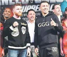  ??  ?? Canelo Alvarez (left) and Gennady Golovkin pose during a news conference at MGM Grand Hotel & Casino in Las Vegas, Nevada. — AFP photo