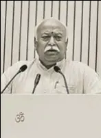  ?? PHOTO COURTESY RSS ?? RSS chief Mohan Bhagwat at the ‘Future of Bharat: An RSS perspectiv­e’ event, New Delhi, September 18
