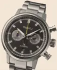  ?? ?? sportivo. Il nuovo cronografo Seiko Prospex Speedtimer in edizione limitata a 400 esemplari. Sul lato destro della cassa i pulsanti cronografi­ci sporgenti per renderne più facile la presa