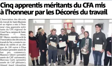  ?? (Photo B. G.-C.) ?? La cérmonie s’est tenue lors des journées portes ouvertes du CFA.