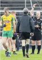  ??  ?? OFF Fitzgerald is shown a red card for first time ever