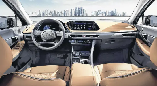  ?? HYUNDAI ?? The 2020 Hyundaison­ata is the widest vehicle in its segment. It has the longest wheelbase and best-in-class front seat head and leg room. The rear seat is also spacious.