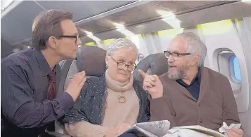  ?? COURTESY OF SONY PICTURES CLASSICS ?? Christian Slater, Glenn Close and Jonathan Pryce in a scene from “The Wife.”