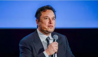  ?? ?? Tesla founder Elon Musk speaks at the ONS (Offshore Northern Seas) fair on sustainabl­e energy in Stavanger, Norway, Monday, Aug. 29, 2022.