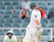  ?? BCCI ?? India’s potent pace attack tested the South African batsmen (Dean Elgar in pic) in the Test series.