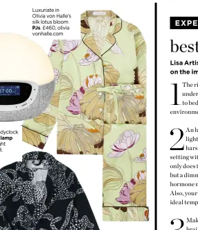  ?? ?? Luxuriate in Olivia von Halle’s silk lotus bloom PJS. £460, olivia vonhalle.com