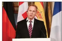  ?? AP/TOBIAS HASE ?? Acting Defense Secretary Patrick Shanahan, shown Friday in Munich, told reporters during the flight back to Washington that he has discretion in the redirectio­n of money under President Donald Trump’s national emergency declaratio­n.