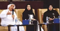  ?? Atiq Ur Rehman/Gulf News ?? Dr Hussain Abdul Rahman Al Rand, Dr Badreya Al Harmi from DHA and Dr Nada Hassan Al Marzouqi reveal details of the flu campaign during a press conference in Dubai yesterday.