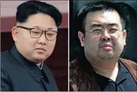  ?? PICTURE: AP ?? North Korean leader Kim Jong Un, left, and his exiled half brother Kim Jong Nam, who was assassinat­ed in Kuala Lumpur.