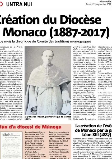  ?? (DR) (DR) ?? Ordonnance souveraine du  septembre . Mgr Charles Theuret, premier évêque de Monaco ().