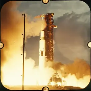  ??  ?? Top (left): Frame of 70mm NASA archival footage of Apollo 14 launch