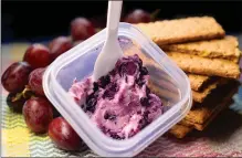  ?? Tribune News Service ?? Blueberry and Goat Cheese: Soften a little goat cheese and blueberry jam in the microwave for 10 seconds, then pack it with graham crackers to spread it on.