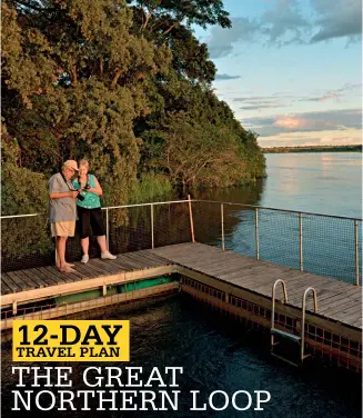  ??  ?? THE JOURNEY NORTH SAFE SWIMMING. Readers Gabriël and Ellen van der Merwe at Ngepi Camp’s croc-proof pool in the Okavango River.