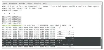  ??  ?? Door rechtstree­ks naar het blok-device te kijken, waren alle resterende testgegeve­ns op de schijf op te sporen.