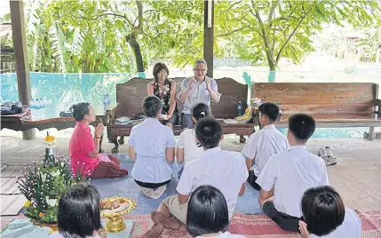  ??  ?? Naoki Hatta visited his mother’s volunteer projects in Khon Kaen with his sister, Asako Hatta, last year.