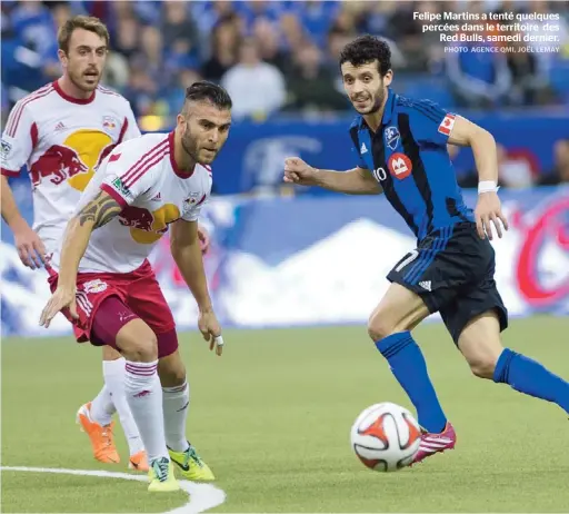  ??  ?? Felipe Martins a tenté quelques percées dans le territoire des
Red Bulls, samedi dernier.