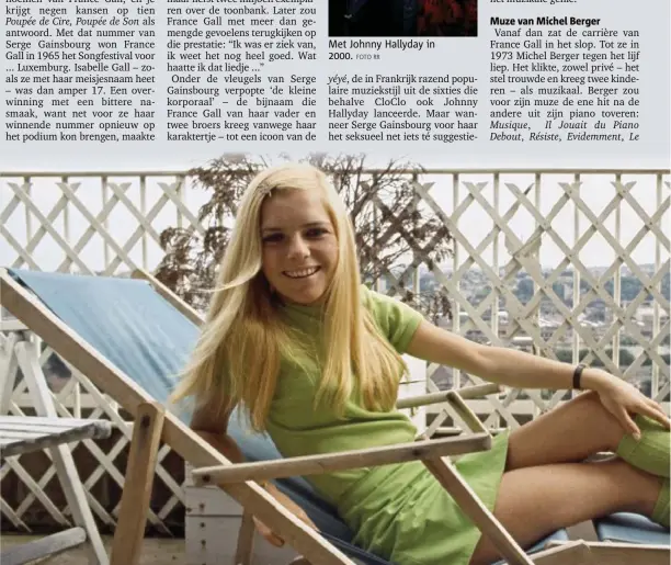  ?? FOTO PHOTO12 ?? France Gall in 1968, thuis op het terras van haar appartemen­t in Parijs.
