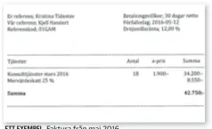  ??  ?? ETT EXEMPEL. Faktura från maj 2016.