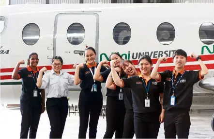  ??  ?? These six young women from Nilai university’s aircraft Maintenanc­e Engineerin­g programme hope to make their mark in a typically male-dominated profession.