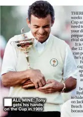  ??  ?? ALL MINE: Tony gets his hands on the Cup in 1989